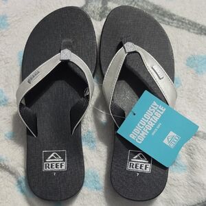 Reef Silver and Black Flip-Flop Sandals